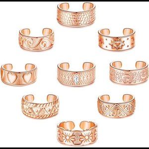 JOERICA 9PCS Adjustable Toe Rings for Women Vintage Open Cuff Toe Ring Set Foot